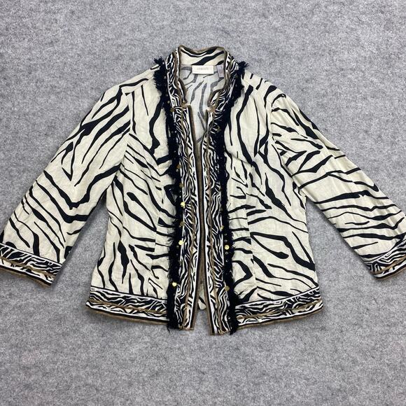 Chico’s jacket women’s L cardigan open Lagenlook geometric zebra boho‎ bold - Picture 1 of 11